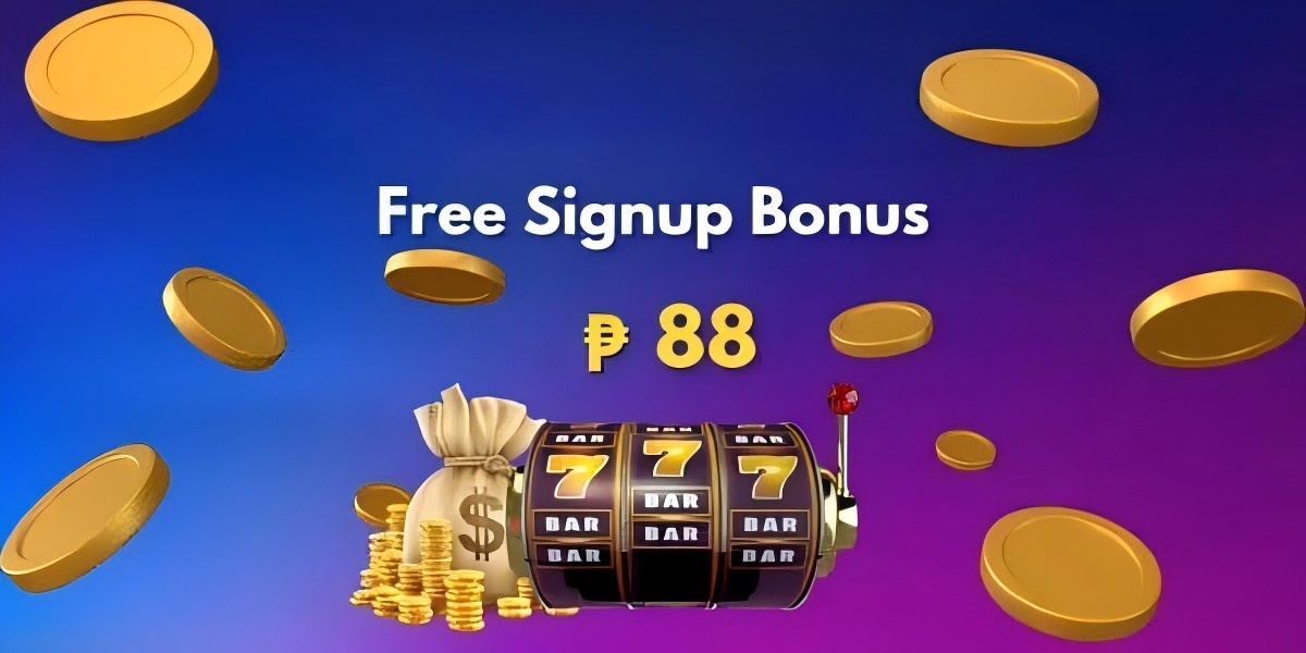 Welcome bundle banner with golden coins and slot reels